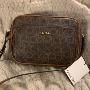 Calvin Klein brown monogram crossbody purse NWT
